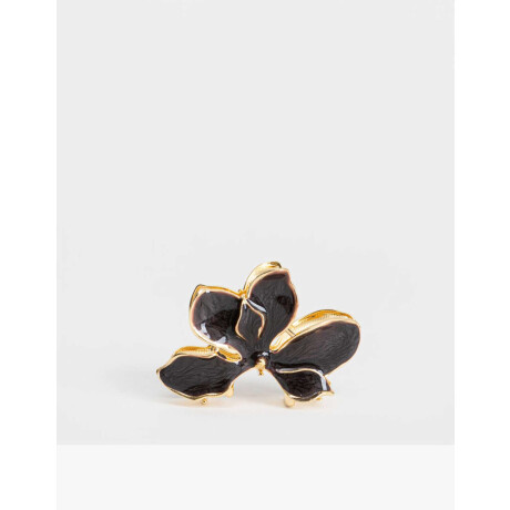 Broche Metálico Flor Marron Oscuro