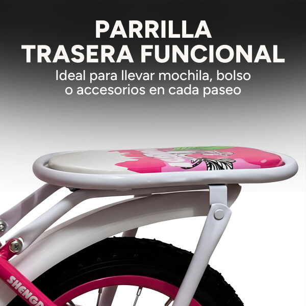 Bicicleta infantil Shengdi Rod 12 Canasto Parrilla Rueditas Color Rosa Oscuro