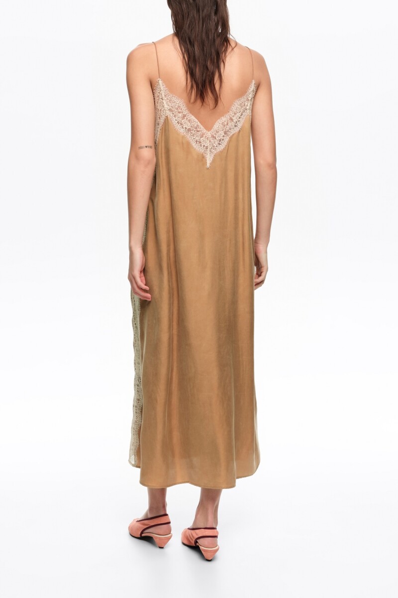 VESTIDO LENCERO Caramelo