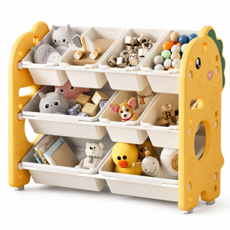Organizador Infantil Multifuncional Juguetes Libros 9 Cajas Blanco/amarillo