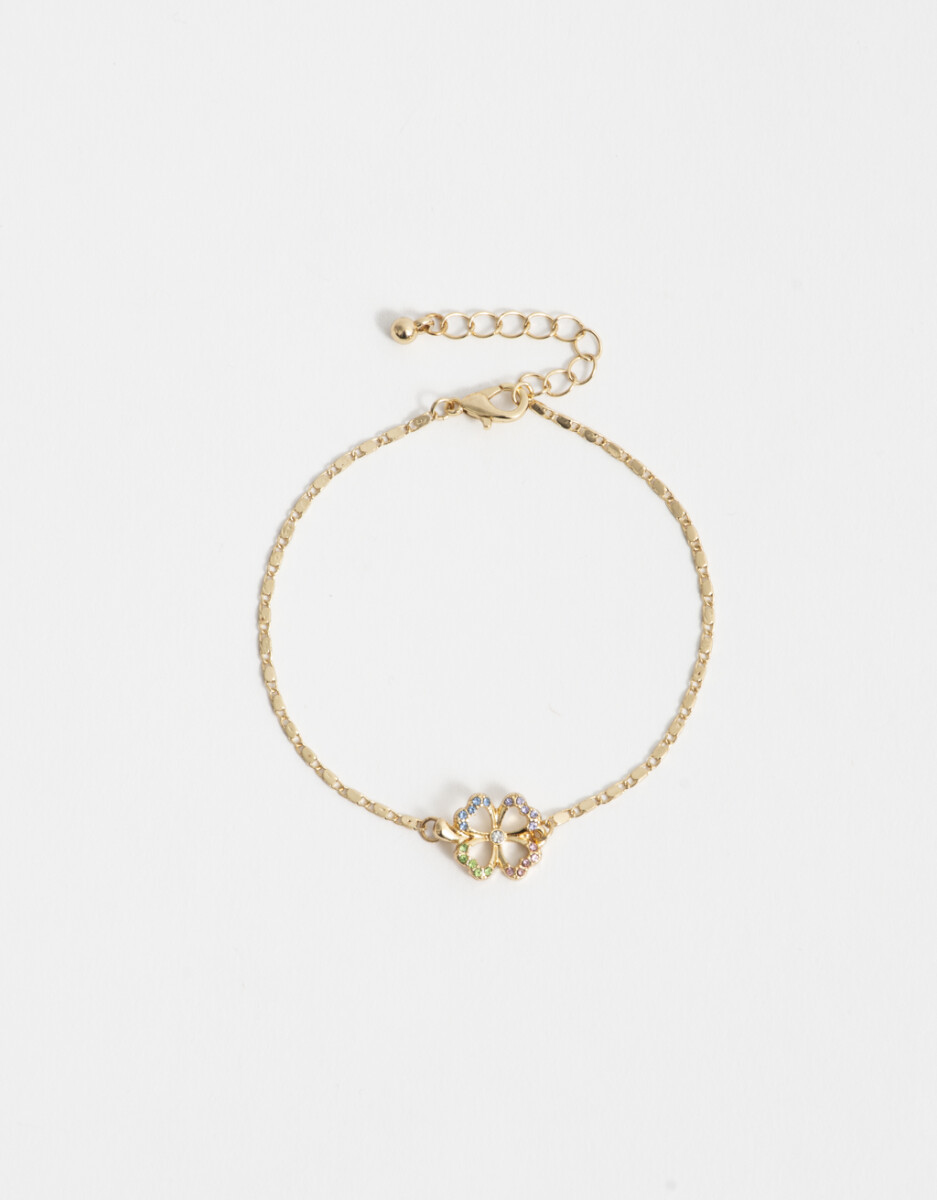 Pulsera Flexible Trébol Bañada En Oro 