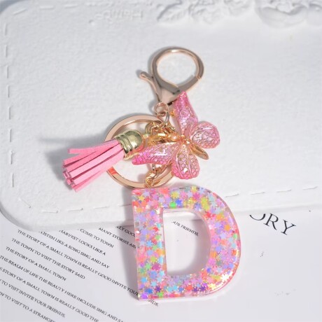 Llavero de letras D confetti