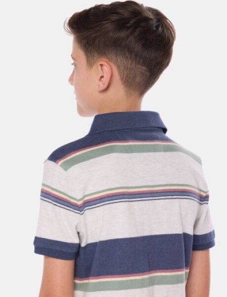 REMERA POLO RAYADA DE ALGODÓN Gris