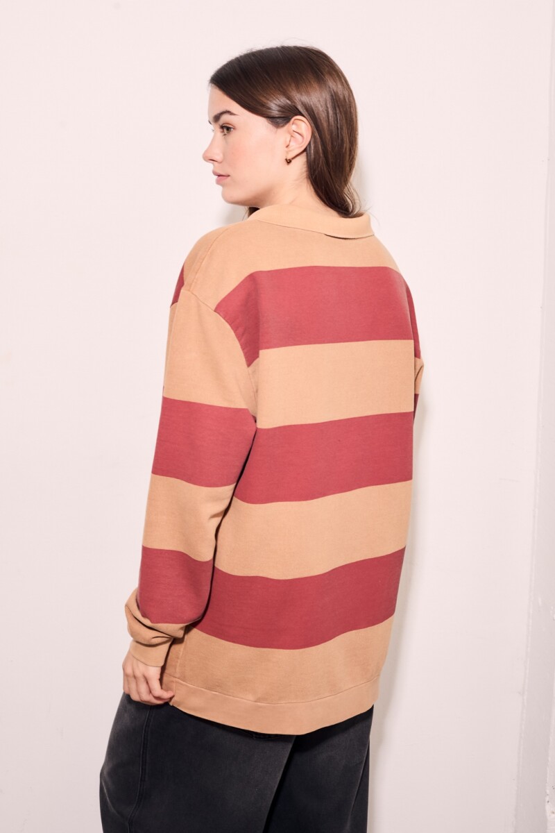 Sweater Polo Rayas Camel