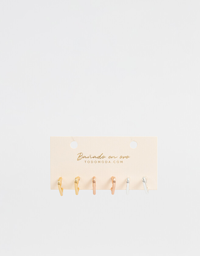 Aros Argollas Set Con corazón Set De Argollas Corazón - Dorado