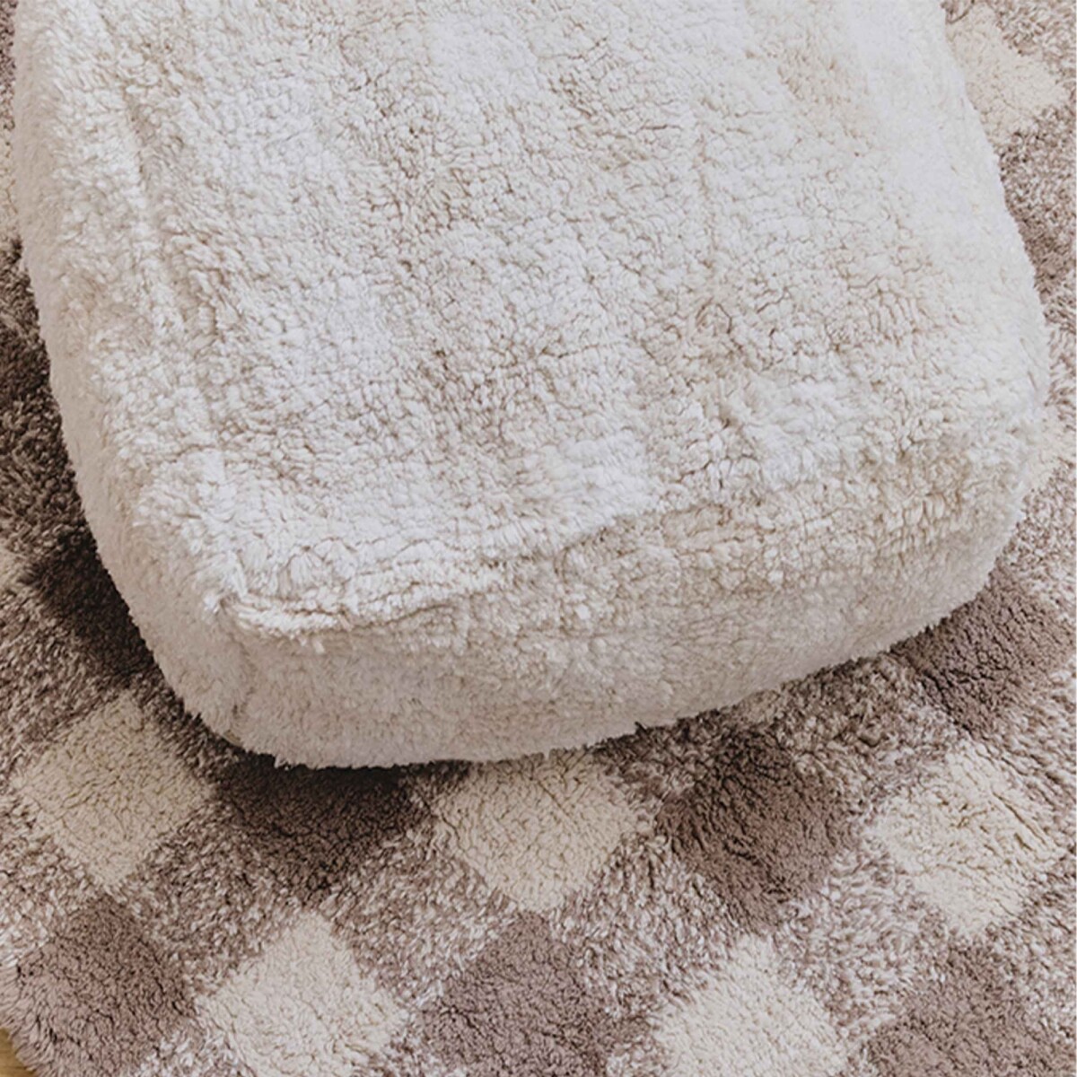 Pouf lavable - Vichy - Ivory 