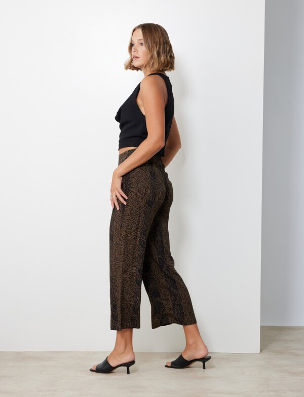 Pantalon Ancho Print NEGRO/TOSTADO