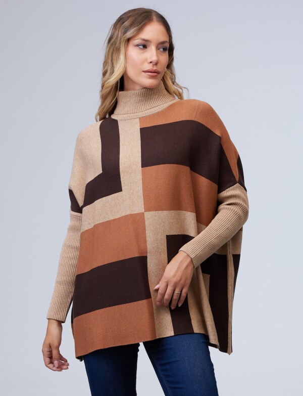 Polera Poncho TOSTADO/MULTI