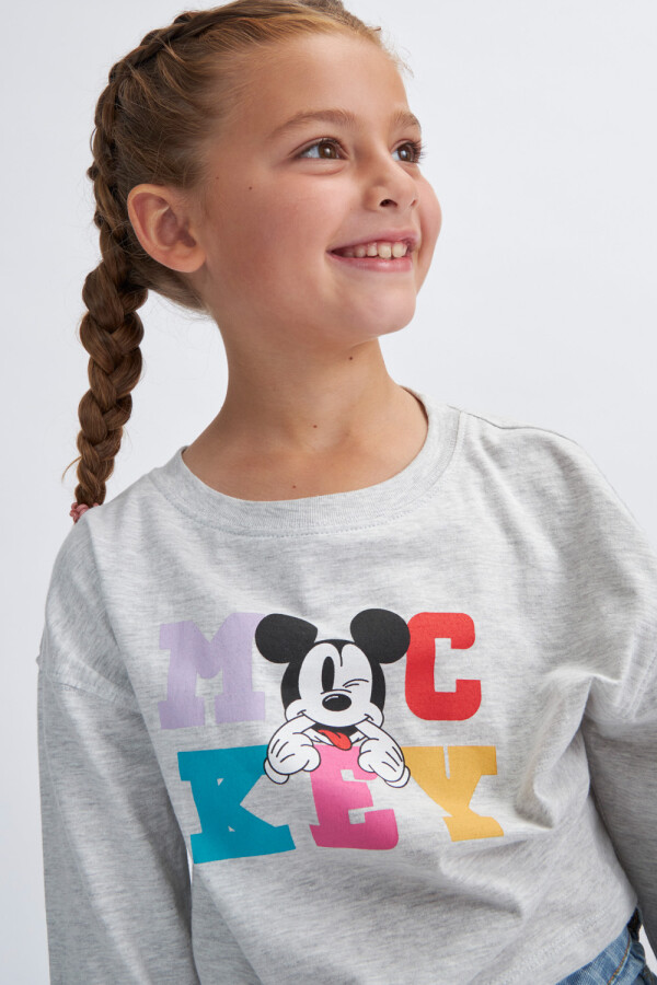 Camiseta manga larga estampada Gris melange Disney