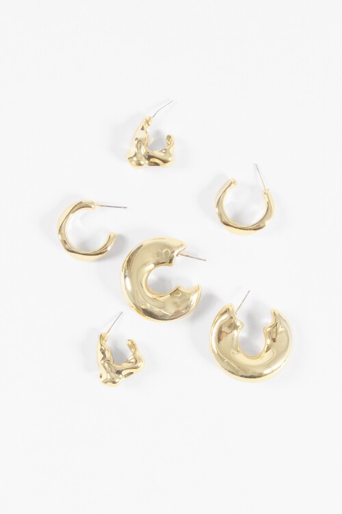 Set de aros irregulares bold dorado
