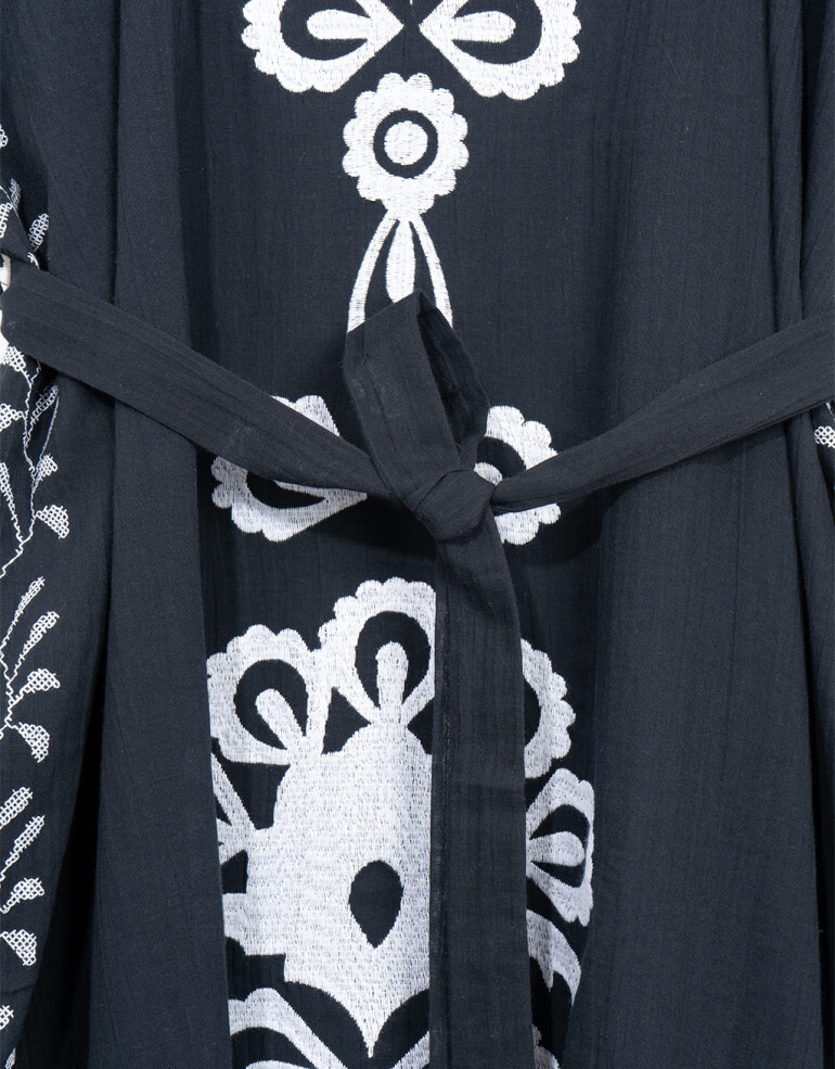 Vestidos Kaftan De Algodón - Combinacion Bicolor