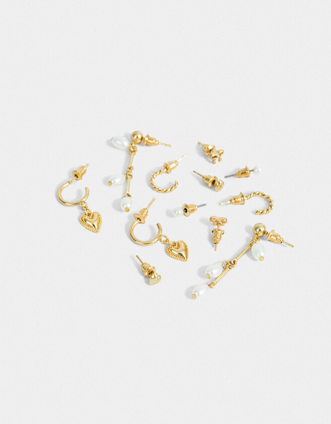 Aros Sets Con perlas Set De Aros Con Perlas - Dorado