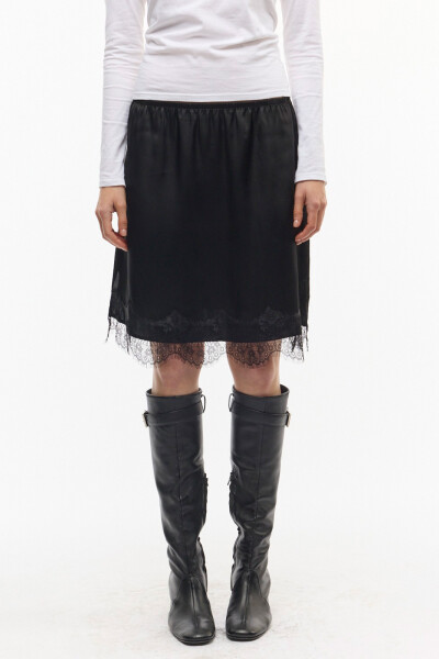 MIDI SATIN LACE Negro