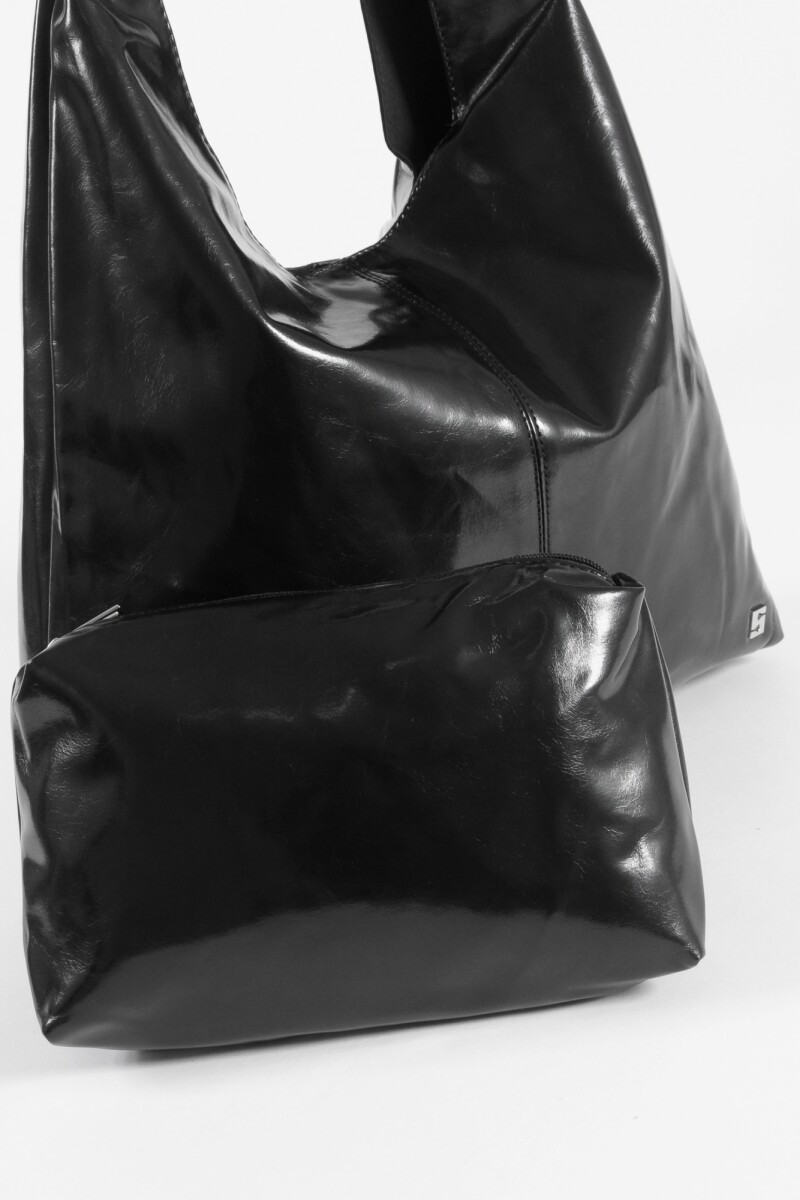 Cartera hobo shinny negro
