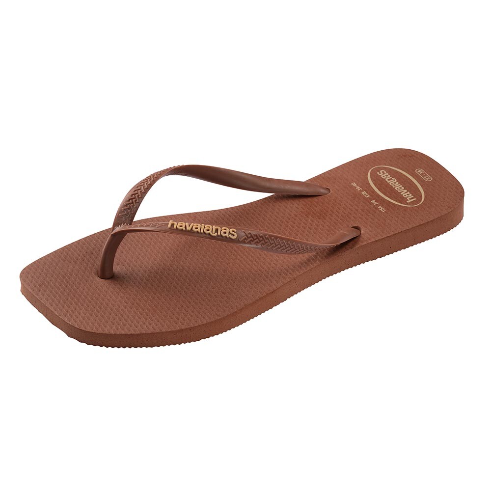 Sandalias Havaianas Slim Square Logo Pop Up Mujer Naranja Oscuro