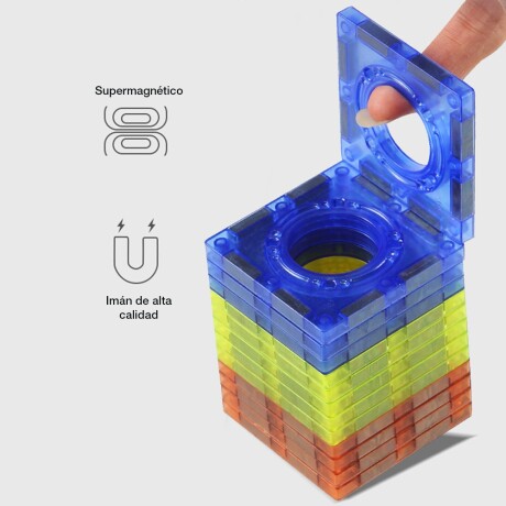 Bloques de Construcción Magnéticos Coloridos y Grandes de 56 Piezas Multicolor