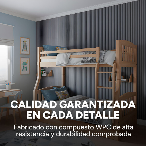 Pack x20 Wpc Simil Madera Wall Panel Lambrin 2.90x16.7 Color Gris Oscuro Madera