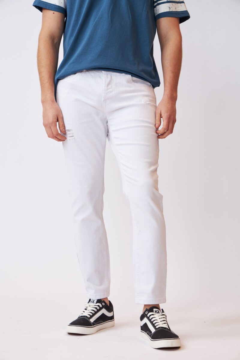 Pantalon Hom.Jean Chup.C/Rot.N+ - Blanco 