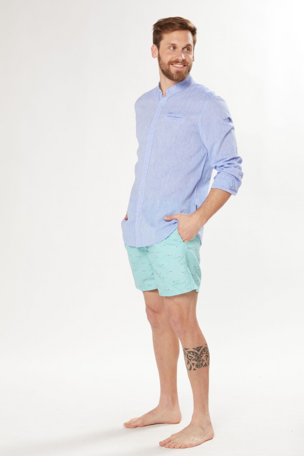 SHORT DE BAÑO ESTAMPADO Verde Claro
