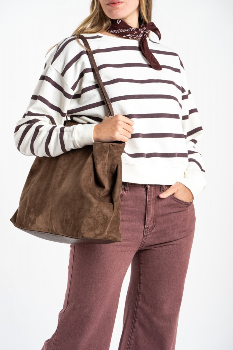 Sweater Algodon Lavado Rayado Marron