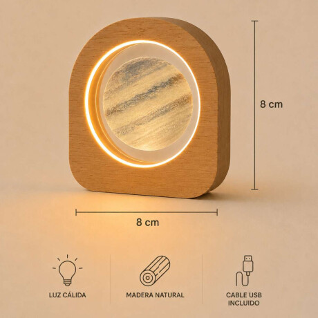 Lámpara veladora vidrio y madera 8x8cm Jupiter