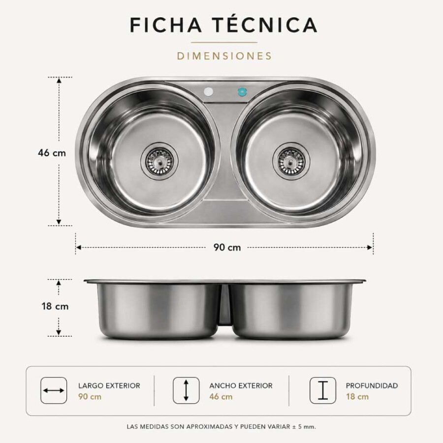 Pileta doble mate 90 x 46 Pileta doble mate 90 x 46