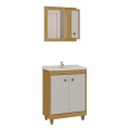 MUEBLE DE BAÑO 60 CM CON MESADA Y ESPEJO - MIEL/FUME MUEBLE DE BAÑO 60 CM CON MESADA Y ESPEJO - MIEL/FUME
