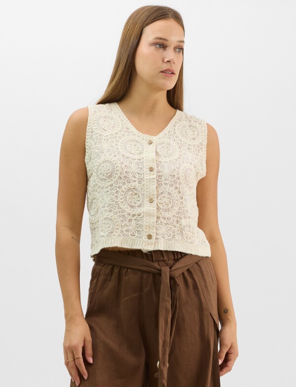 Chaleco Calado De Algodón BEIGE
