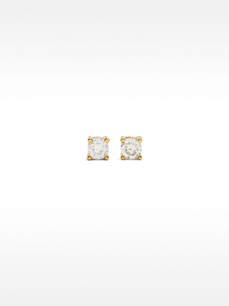 Pendientes Cortos De Plata 925 Con Circonitas dorado