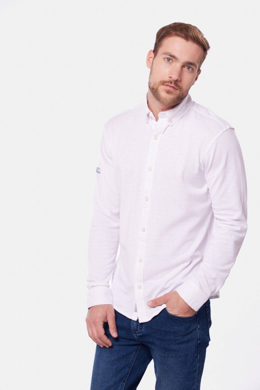 CAMISA LISA EN PIQUE Blanco