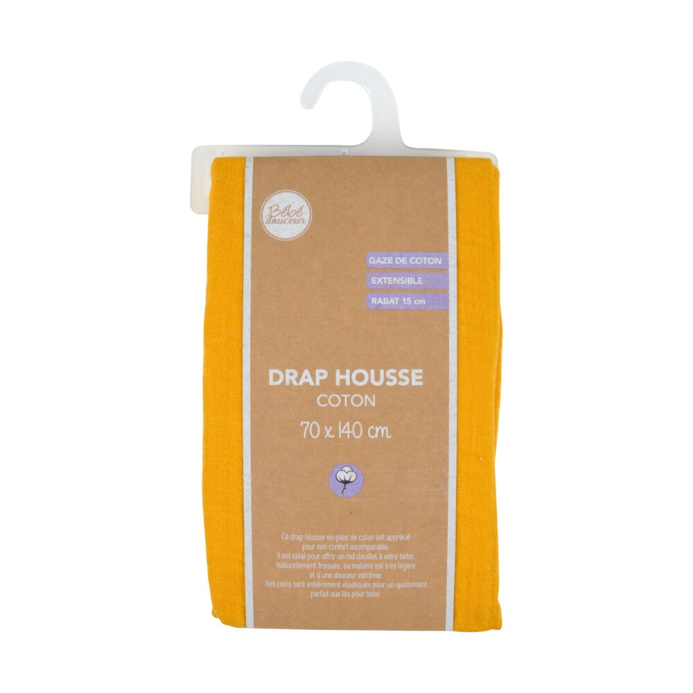SÁBANA BAJERA CUNA ALGODON AMARILLO COTTON GAUZE MOSTAZA