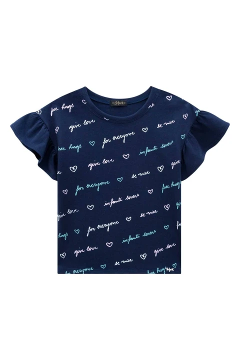 Blusa con Volantes en las Mangas Azul