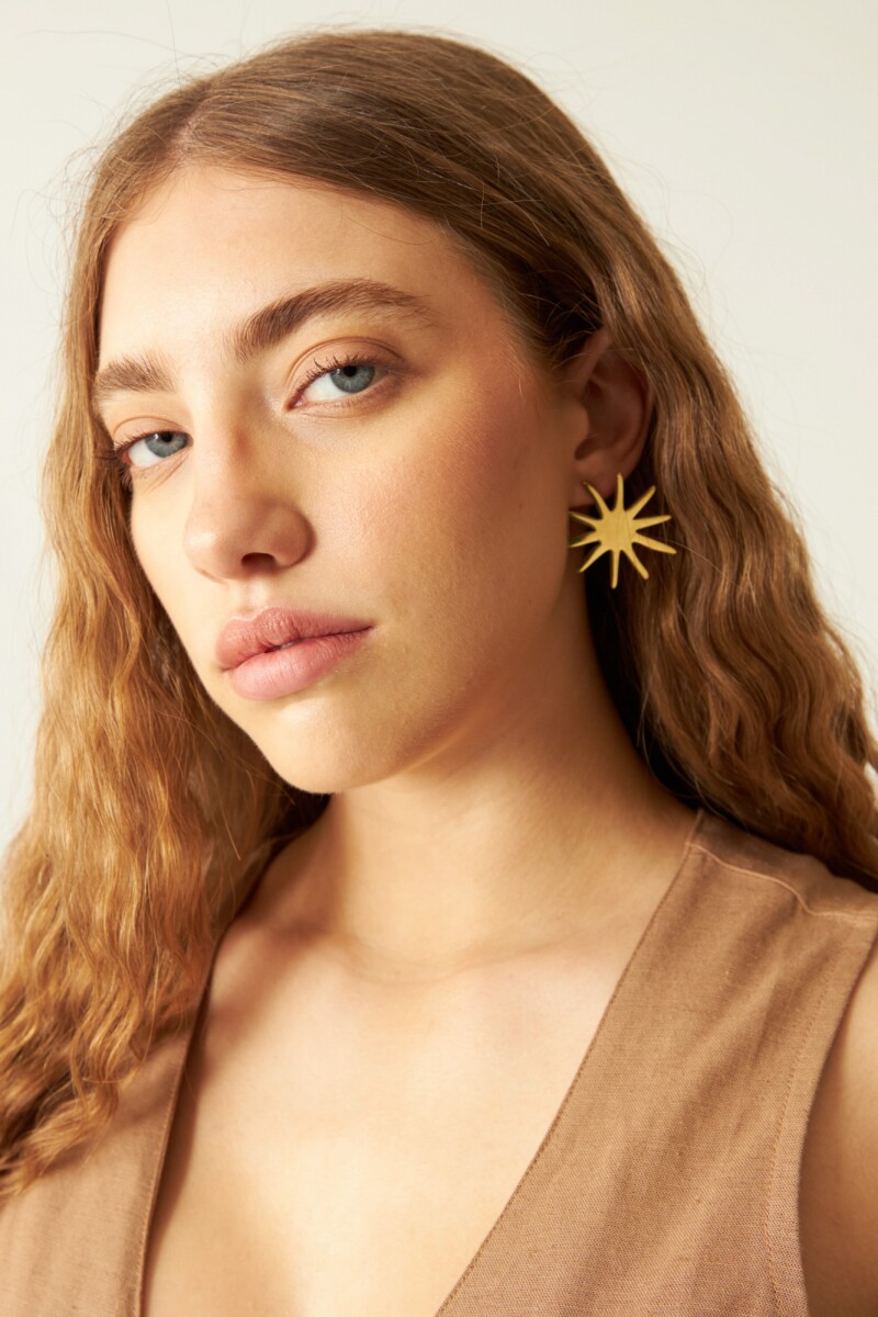 Caravanas estrella irregular acero - dorado 