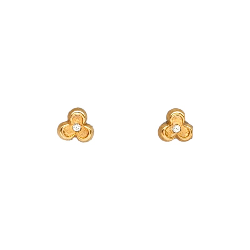 Caravanas Flor de oro - Oro bajo -Zirconia - CA8168 conpiedra