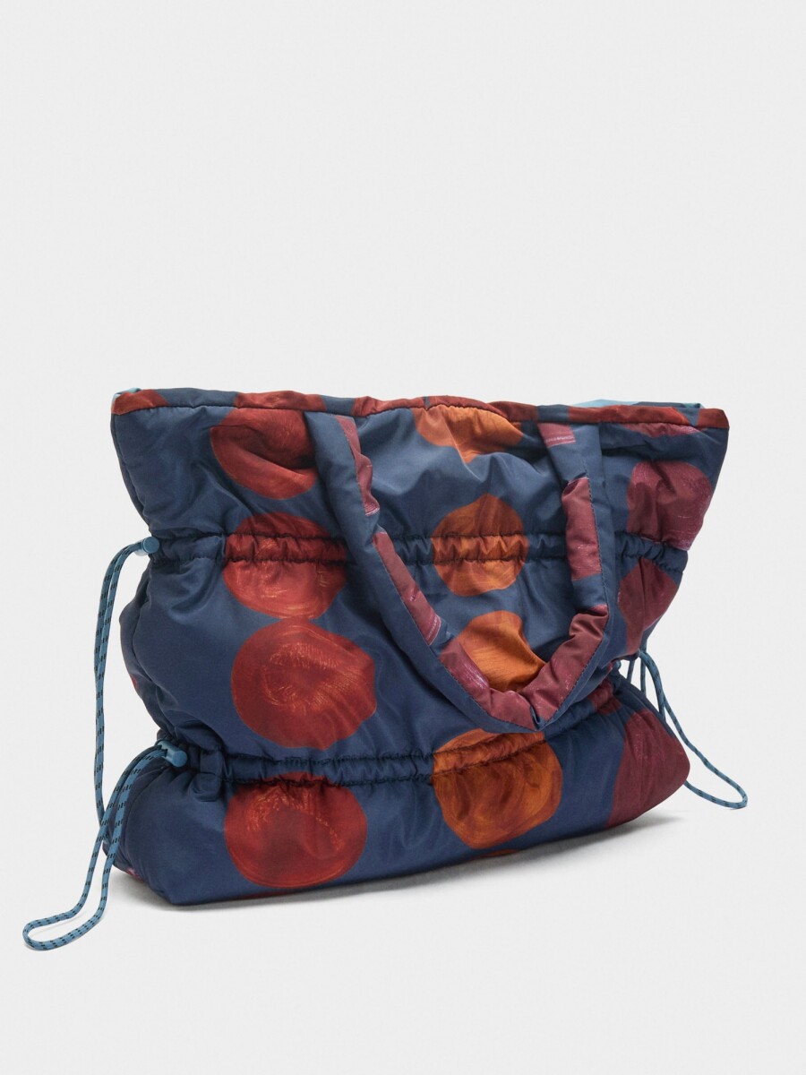 Bolso Shopper Estampado De Nylon azul-marino