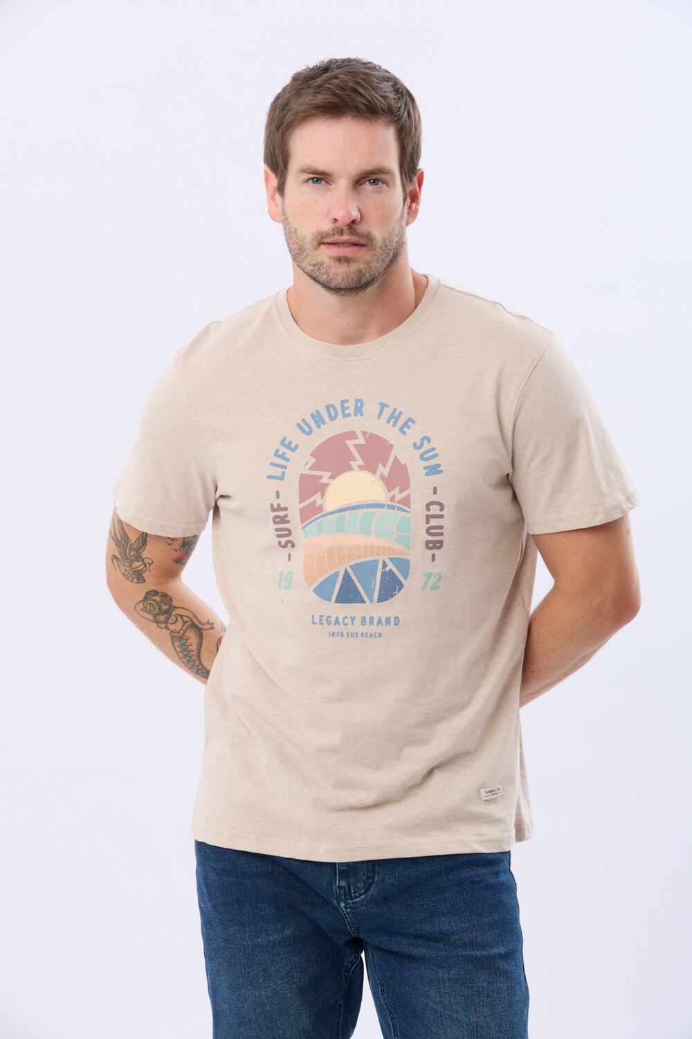 REMERA ESTAMPADA DE ALGODÓN Beige