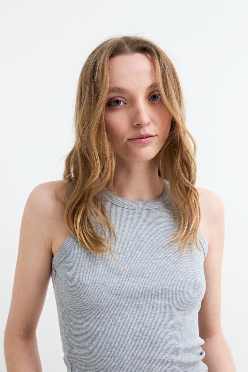 Musculosa en rib basica GRIS MELANGE
