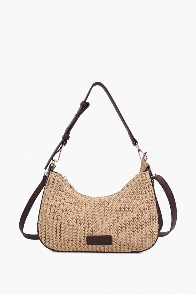 Cartera rafia beige