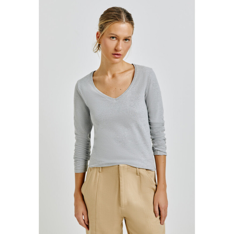 BLUSA ML FEM CINZA MESCLA