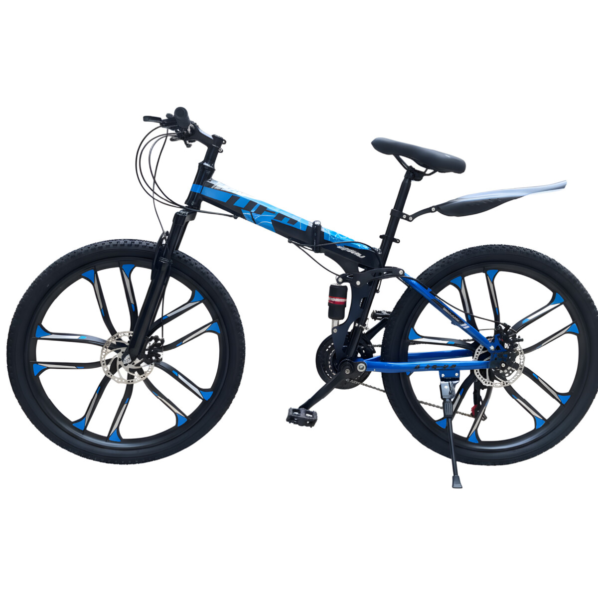 Bicicleta JJFH Rod 26 Doble Suspensión Plegable Freno Disco - Color Azul 