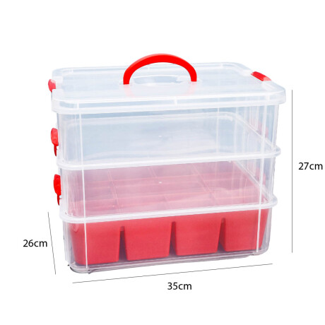 Organizador Valija 3piso Pesca Maquillaje Herramientas Rojo