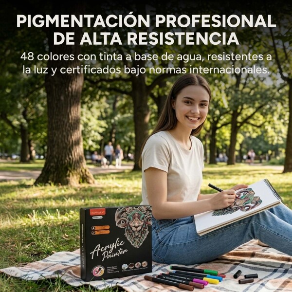 Set de Marcadores 48 pcs Acrílico Doble Punta Rotuladores Color Negro