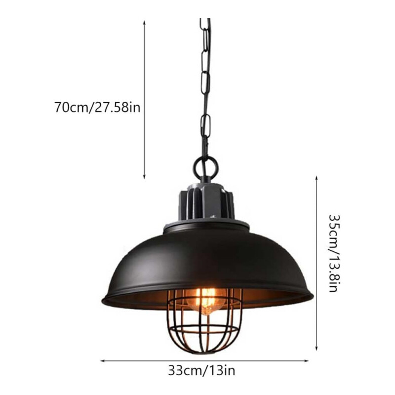 Lampara Colgante Domo Vintage Estilo Colonial Led Negro