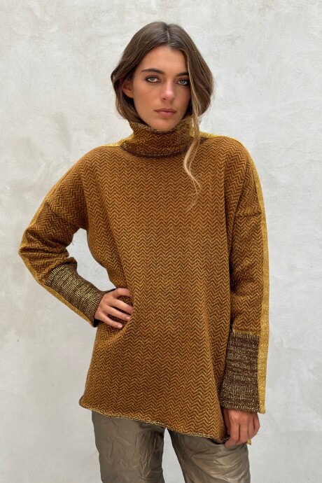 SWEATER CARLOTA TOSTADO CON DETALLES EN LUREX