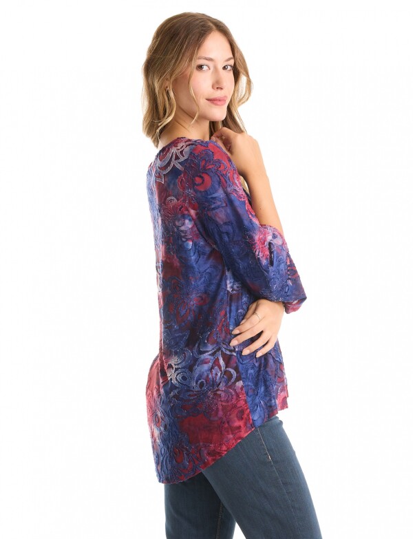 Blusa Keyhole MULTI/AZUL