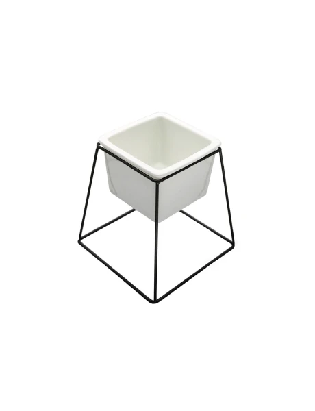 MACETA CERAMICA CUAD. 11x11x16CM BLANCO/NEGRO MACETA CERAMICA CUAD. 11x11x16CM BLANCO/NEGRO