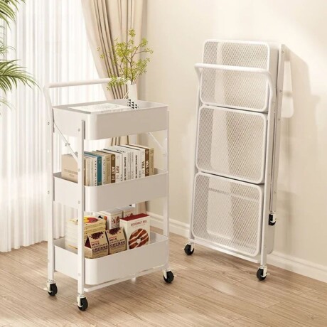 Carrito Organizador Plegable Con Ruedas 3 Niveles Multiuso Blanco Carrito Organizador Plegable Con Ruedas 3 Niveles Multiuso Blanco