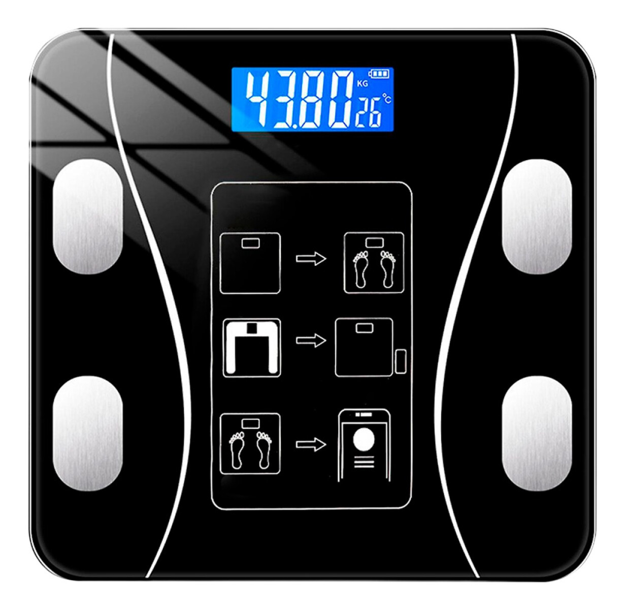 Balanza Baño Smart 180 Kg Bluetooth App Celular Mide Imc - Variante Color Negro 