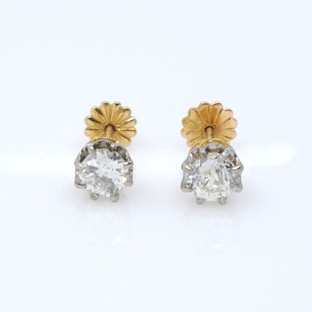 Caravanas antiguas en oro 18k y brillantes Caravanas antiguas en oro 18k y brillantes