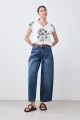 Remera escote en V estampada blanco